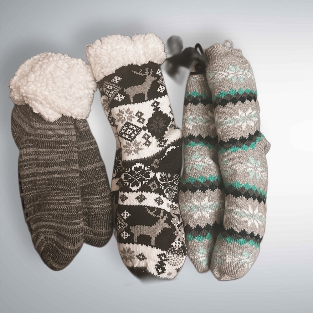 Muk Luks Chenille Mix Cabin Womens Slipper Socks Set
